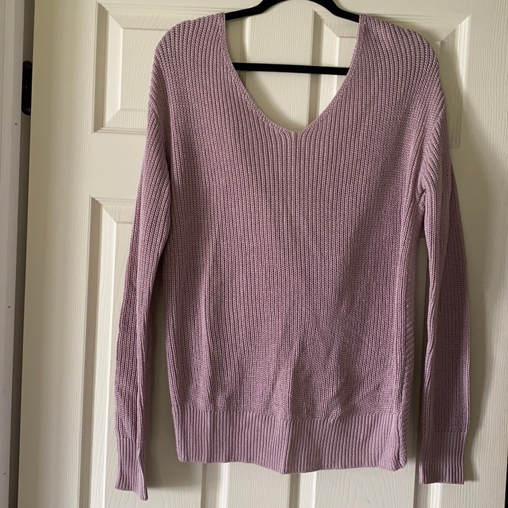 Purple cross back sweater